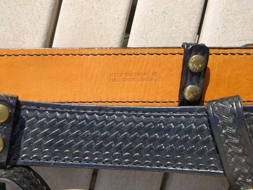 Dutyman 1021 Black Leather Belt Basketweave Mens L and 2 shoulder straps + more - Picture 5 of 11