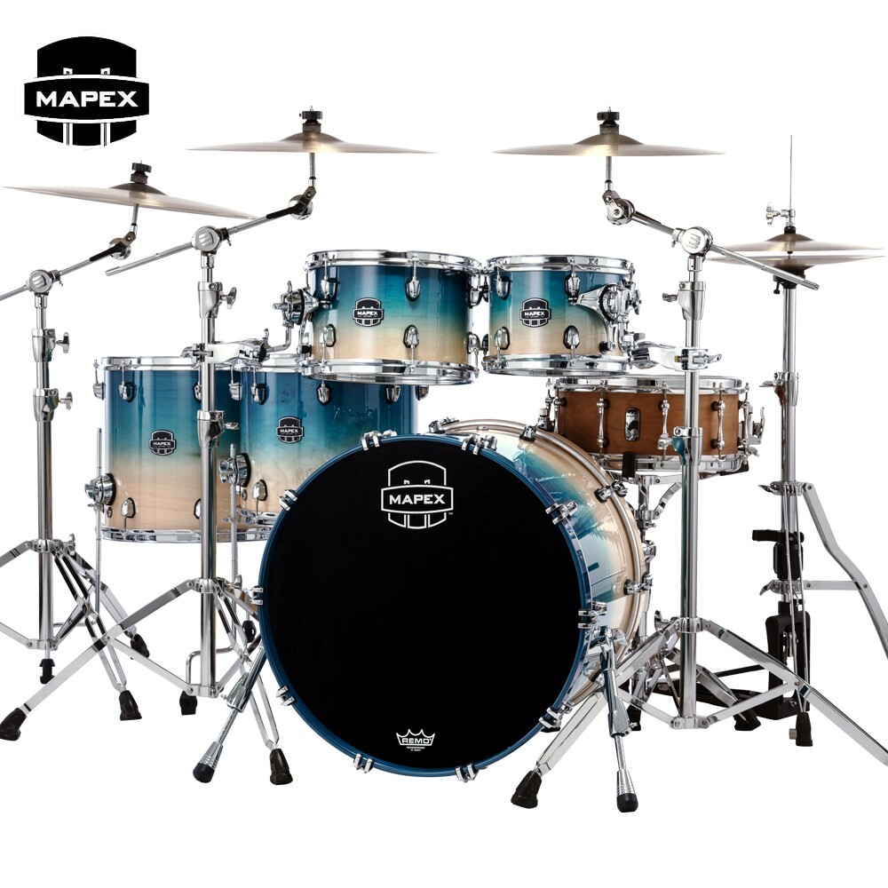 Mapex Saturn Studioease 5-Piece Maple/Walnut Shell Pack Aqua Fade SR628XUUQ