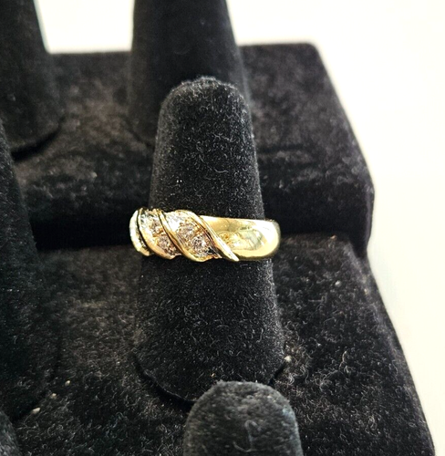 18CT YELLOW GOLD 10 DIAMOND RING SIZE N+3/4 DRESS RING 6.67 gms TDW 0.20 - Picture 3 of 9