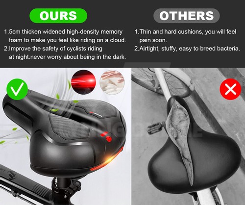 Bike Seat Big Wide Bum Bicycle Saddle Sporty Gel Cruiser Extra Comfort Soft Pad - Picture 4 of 12