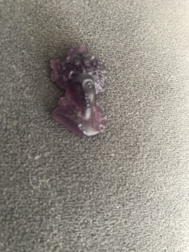 Pate de Verre Purple France woman profile figurine glass grapes face cameo - Picture 5 of 12