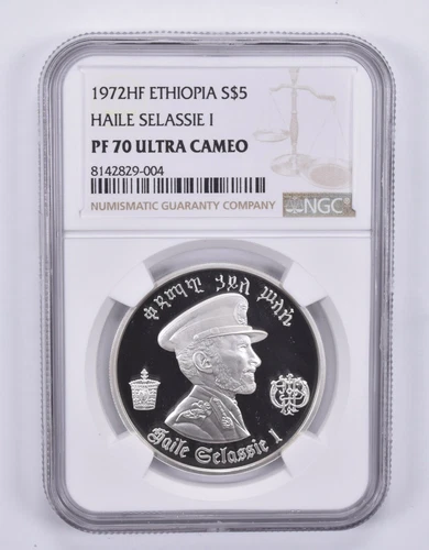 1972 HF Ethiopia 5 Dollars Silver Haile Selassie 1 PF70 UCAM NGC