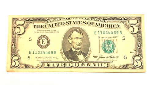 Fr#1978-1985 $5. Federal Reserve note