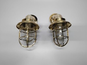Marine Lamp Pair Brass Shade Ship Light