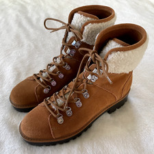 Marc Fisher Isalia Lace-Up Hiker Ankle Boots Brown Suede Womens Size 9M