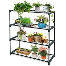4 Tier Garden Storage Shelve Greenhouse Shelf Easy to Assemble Shed Rack