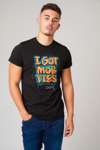 Mens SLIM T-shirt Graffiti MUSCLES Short Sleeve DON Jeans mob tie Designer 10726 - Picture 2 of 29