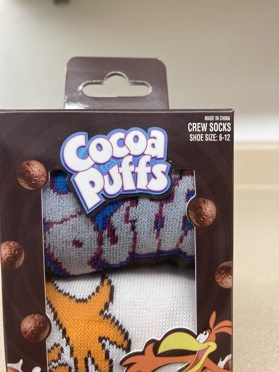 Cocoa Puffs Gift Box 2 Pair Pack Unisex Novelty Crew Socks Size 6