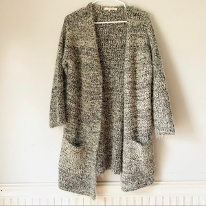 grey fuzzy cardigan
