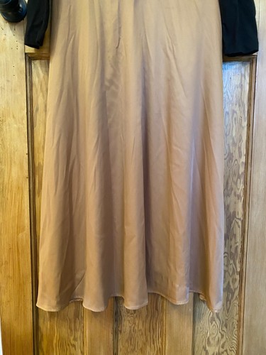Zara Black Long Sleeve Light Brown Beige Silk Feel Skirt Dress Size S Small - Picture 5 of 6