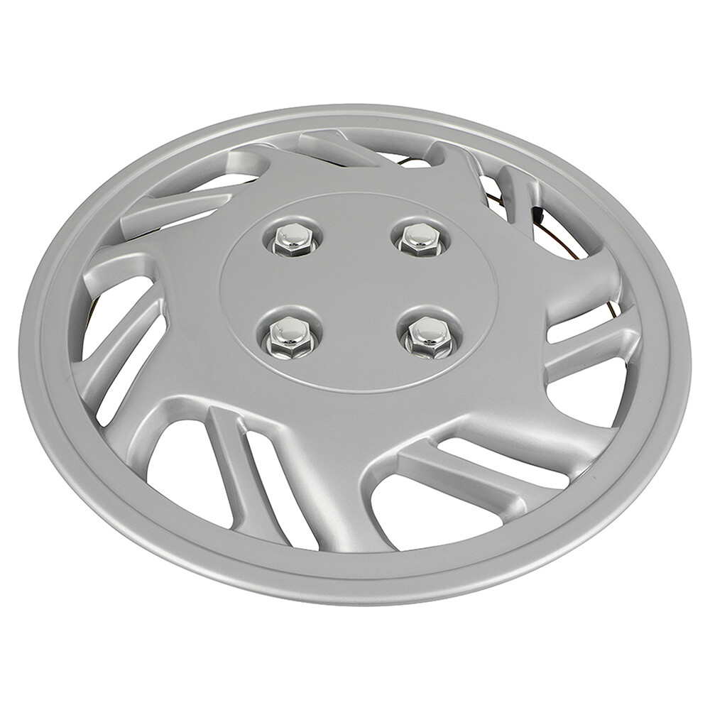 Set of 4 14 Inch Silver Snap On Full Hub Caps Wheel Covers Fit R14