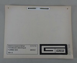 Teilekatalog / Ersatzteilliste Gutbrod Elektrorasenmäher Turbo 10 E