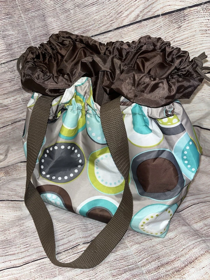 Bolso de Mano Thirty-One Cinch It Up Térmico Picnic Almuerzo Como Nuevo Círculos de Chip Foto 4 de 4