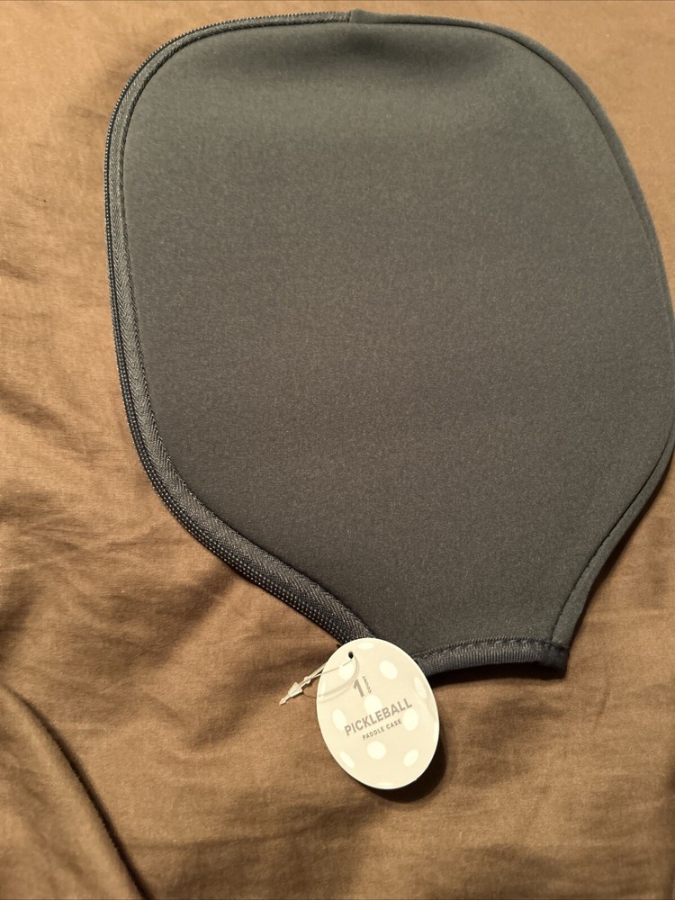 Neoprene Gray & White Pickleball Paddle Cover with Zip Closure