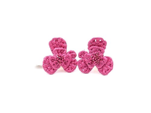 Oscar de la Renta Rustic Pink Begonia Flower Gold plated Clip On Fashion Earring - Picture 2 of 7