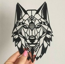 Geometric Wolf Head Wall Art Hanging Decoration Origami Style Pick Your Colour