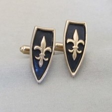 Men Vintage NEW ORLEANS SAINTS FLEUR de LIS CUFFLINKS Costume Jewelry I-2