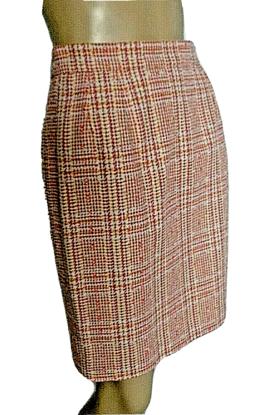 VTG YVES SAINT LAURENT CHECKS PENCIL STYLE KNEE LENGTH SKIRT SIZE 40