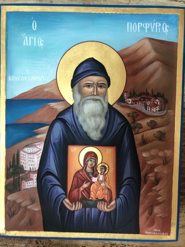 Saint Porphyrios the Kavsokalivitis Hand Painted Orthodox Byzantine Icon - Picture 11 of 12