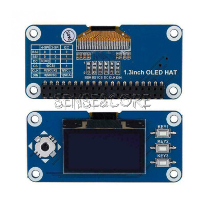 1.3'' OLED 128x64 Hat Expansion Board for Raspberry Pi 2B/3B/Zero/Zero W SPI/ I2C