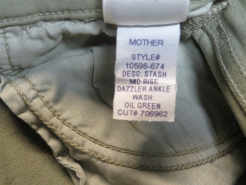 MOTHER JEANS THE STASH MID RISE DAZZLER ANKLE SECOND CHANCE OIL GREEN SIZE 24X23 - Picture 11 of 11