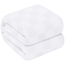 100 Cotton Blanket King White - 350 GSM 90 x 108 Inches Soft Thermal Blanket...