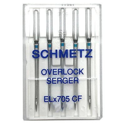 5 Pk. Schmetz ELX705CF Chrome Finish Overlock Serger Sewing Machine Needles
