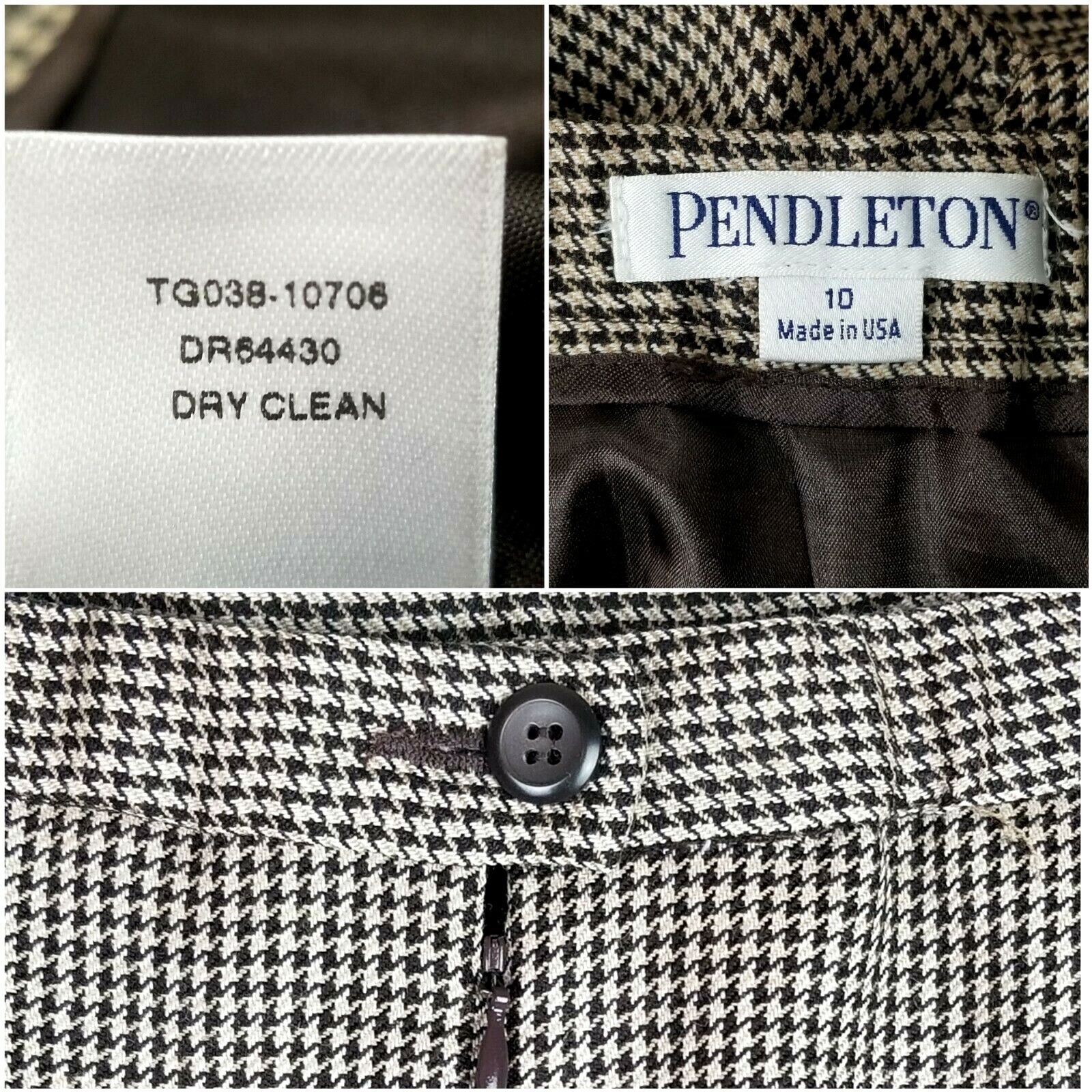 Pendleton Women's 100 Virgin Wool Brown Herringbone Skirt Size 10 RN