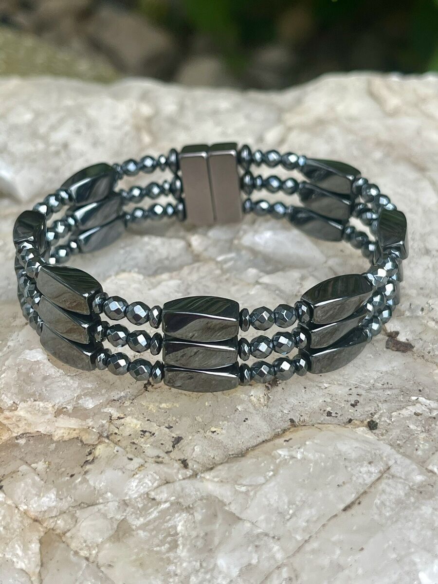 Therapy Black 100% Magnetic Hematite Bracelet Anklet Row Strong Healing