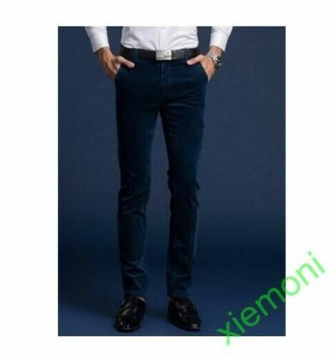 Chic Mens Velvet Pants Slim Fit Casual Corduroy Casual Dress Straight Trouser @@ - Picture 13 of 26