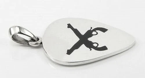 КРЕСТ ПИСТОЛЕТ КОВБОЙ ГИТАРА МЕДИАТОР 925 ПРОБЫ МУЖСКОЙ КУЛОН ДЛЯ ОЖЕРЕЛЬЕ ЦЕПОЧКА - Изображение 4 из 4