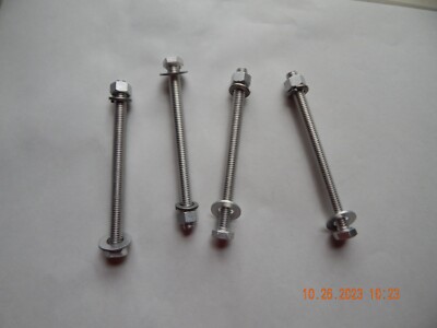 ALUMINUM HEX CAP SCREWS. 3/8-16 x 5''  W/L.W. & F/W & HEX NUTS 4 PCS. NEW