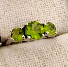 Sterling Ring Green Gemstones Size is Between 6.25 and 6.5 Beautiful Classic
