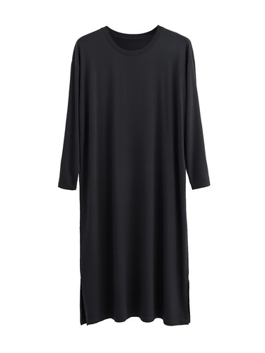 Herren Nachtwäsche Locker Kleid Atmungsaktiv Nachthemd Weich Pyjama Oberteil Freizeit Morgenmantel - Bild 21 von 30