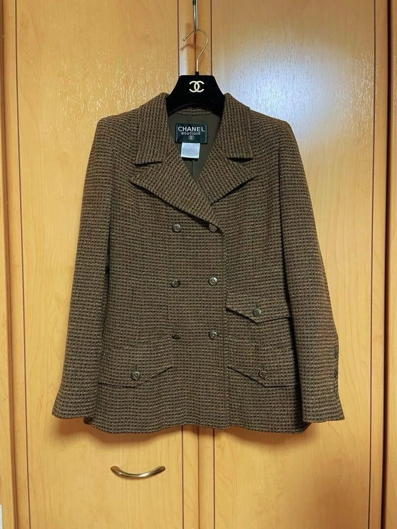 CHANEL giacca tweed sartoriale marrone vintage taglia 40 donna