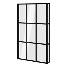 Square Black Framed L-Shape Bath Screen Krittle Design Hinged With Fixed Return 