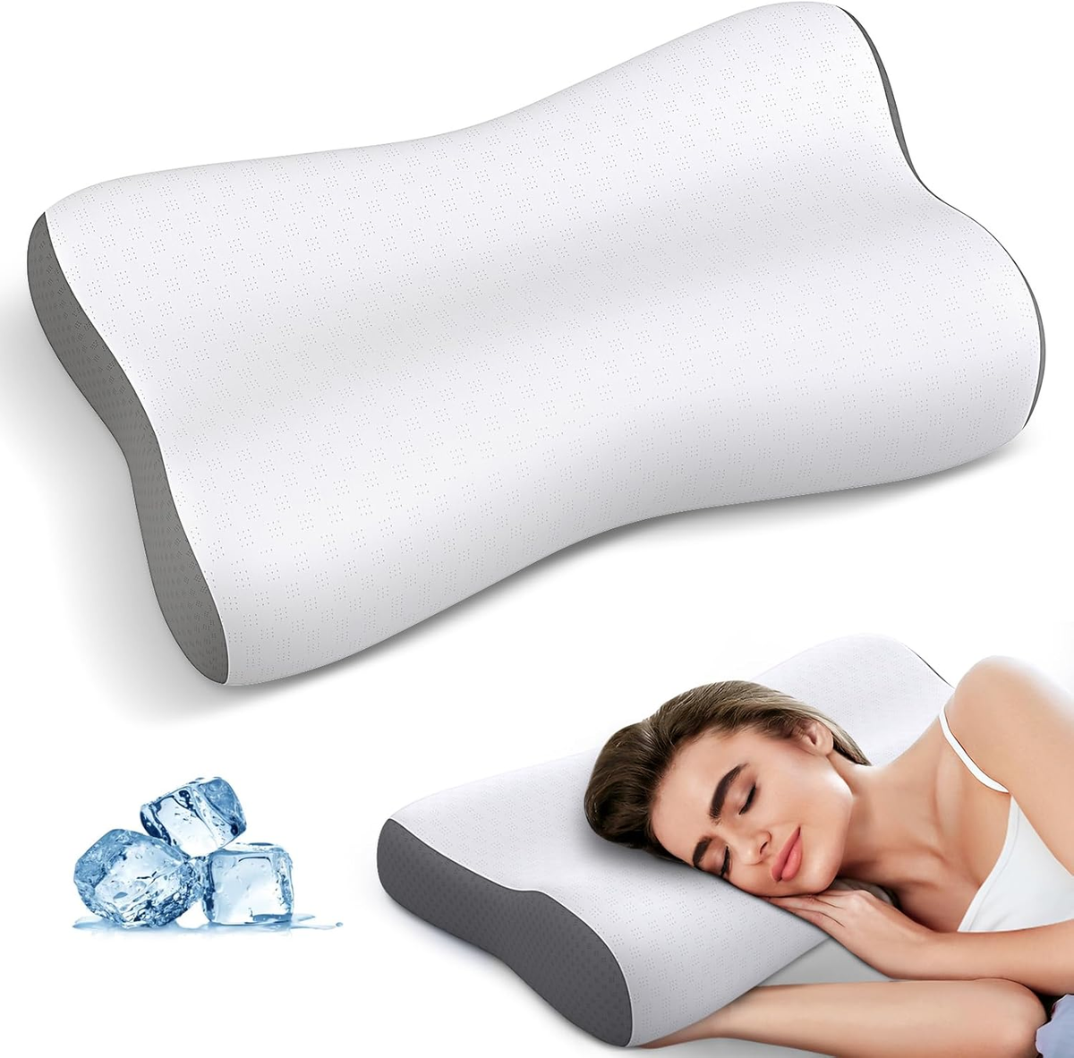 Almohada cervical de espuma viscoelástica para aliviar el dolor de cuello,