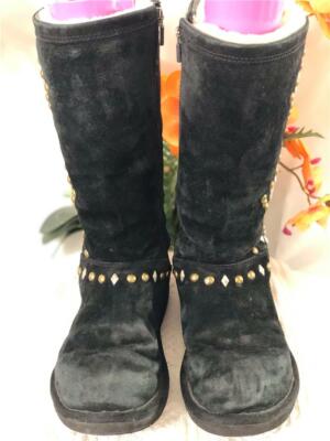 UGG AUSTRALIA Women's Black Suede Silver & Brass Studs Avondale