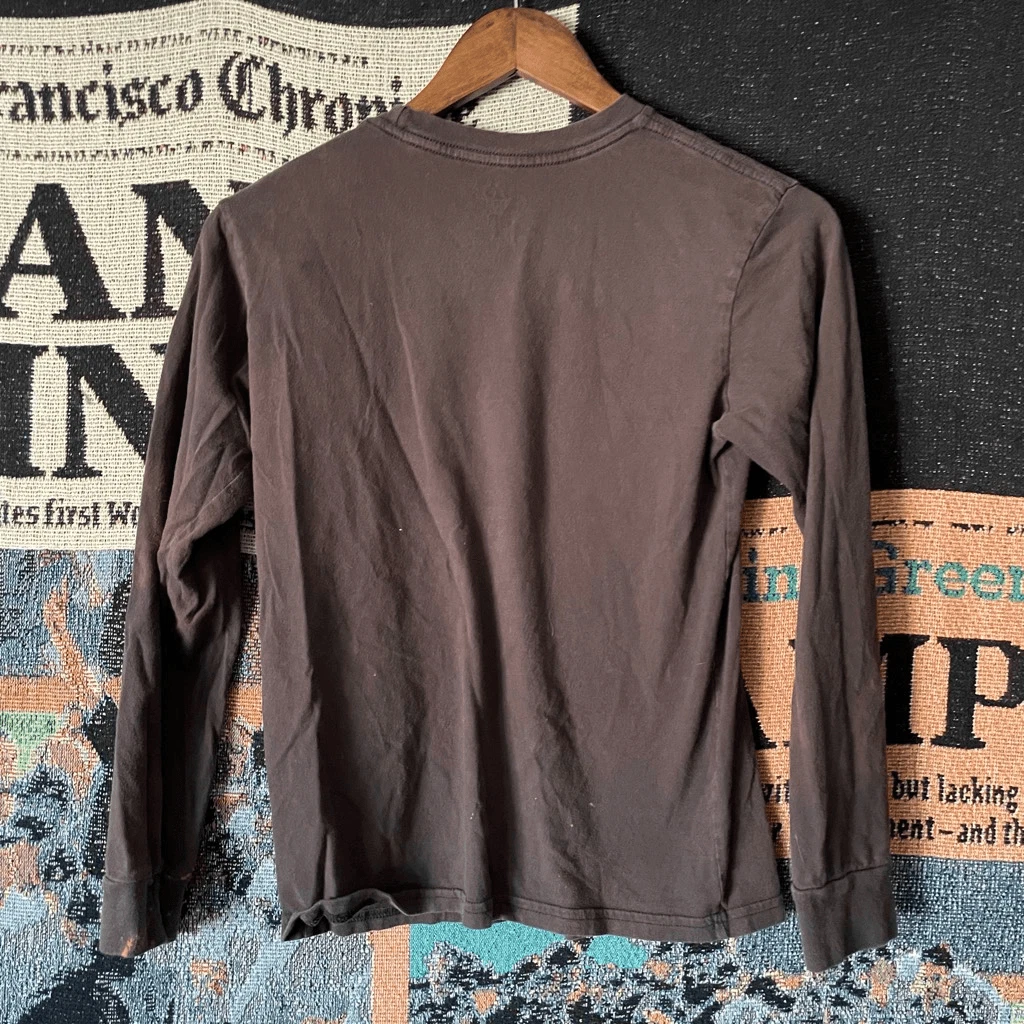 Vans Long Sleeve Brown T Shirt Classic Logo Thrashed Kids Boys Size M 0997