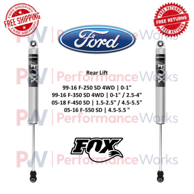Fox 2.0 IFP Shock Pair For 99-16 Ford F-250, F-350, F-450, F-550 SD w/ Rear Lift