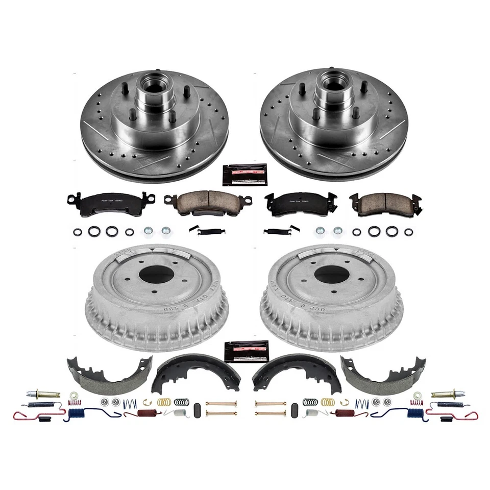K15023DK Powerstop Juego de 4 Ruedas Disco de Freno y Kits de Tambor Delanteros y Traseros para Chevy Foto 3 de 4