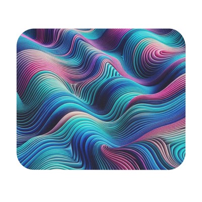 Mouse Pad (Rectangle) Turquoise Blue Magenta Lines Optical Illusion Design 2