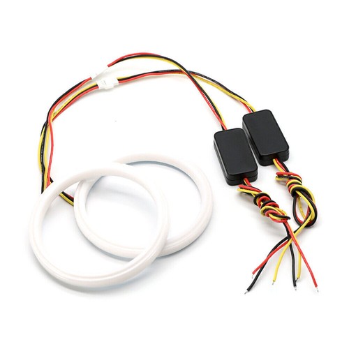 2 anillos de halo LED con conmutación de ámbar blanco 90 mm LED ojos de ángel modernización de faros de automóvil - Imagen 3 de 8