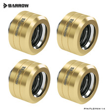 4 Pack Barrow G1/4" to 14mm Hard Tubing Compression Fitting Smooth Finish Gold