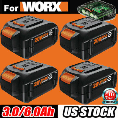 1-4Pack Max 20V For WORX WA3525 20V Max Lithium Battery 6.0Ah Power Tools WA3520