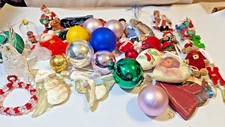 Lot of 35  vintage Christmas Ornaments Assorted Styles, Sizes, Materials