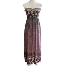 Y2K Wet Seal Maxi Dress Smocked Stretch Tube Top Strapless Womens XS Boho Hippie