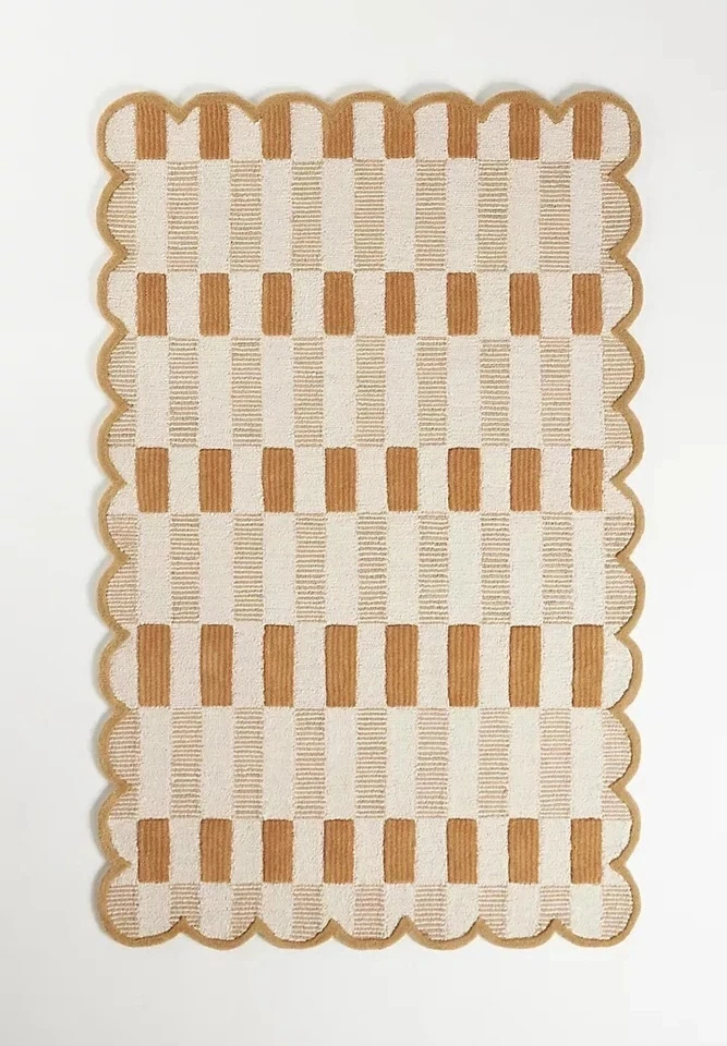 Alfombra de lana irregular hecha a mano a cuadros Matilda Goad | 5x8/6x9/9x12/10x14 Foto 3 de 4