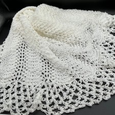 Handmade Crochet Baby Blanket White 34 x 38 Keepsake Afghan Crib Gift Soft EUC