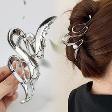Metal Snake Claw Hair Clips - Non-Slip Serpentine Barrettes with Pearls for T...